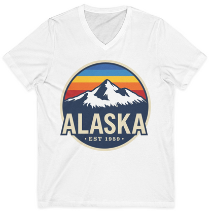 Alaska Vintage Shirt V-Neck Shirt – White – Alaska Cruise Shirts