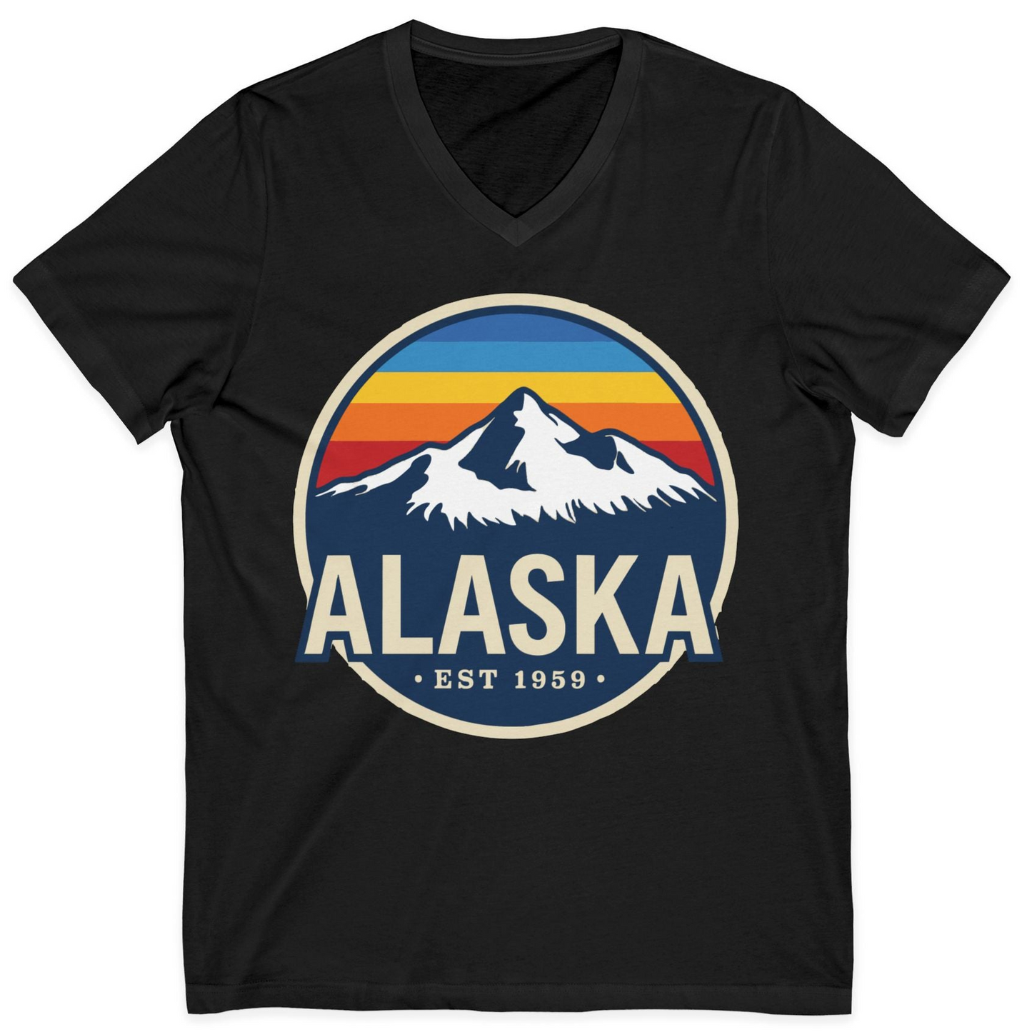 Alaska Vintage Shirt V-Neck Shirt – Black – Alaska Cruise Shirts