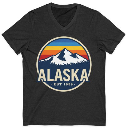 Alaska Vintage Shirt V-Neck Shirt – Dark Grey Heather – Alaska Cruise Shirts