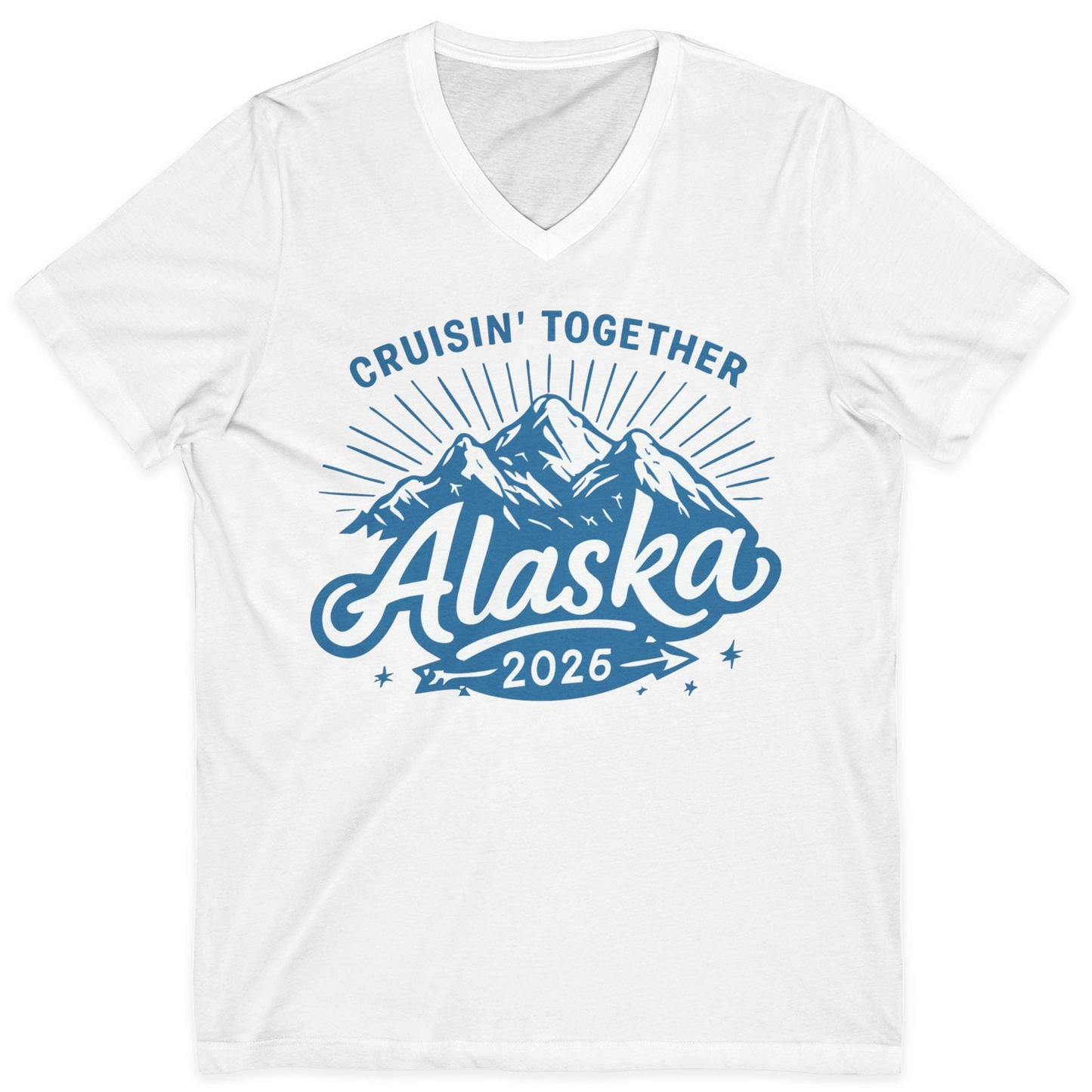 Alaska Cruise Mountains Adventure Shirt V-Neck Shirt – White – Alaska Cruise Shirts