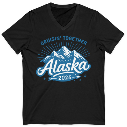 Alaska Cruise Mountains Adventure Shirt V-Neck Shirt – Black – Alaska Cruise Shirts