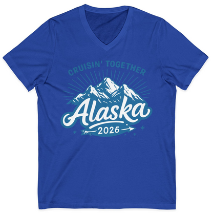 Alaska Cruise Mountains Adventure Shirt V-Neck Shirt – True Royal – Alaska Cruise Shirts