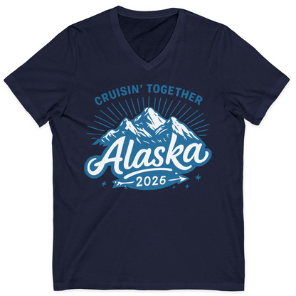 Alaska Cruise Mountains Adventure Shirt V-Neck Shirt – Navy – Alaska Cruise Shirts