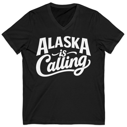 Alaska Is Calling Shirt V-Neck Shirt – Black – Alaska Cruise Shirts