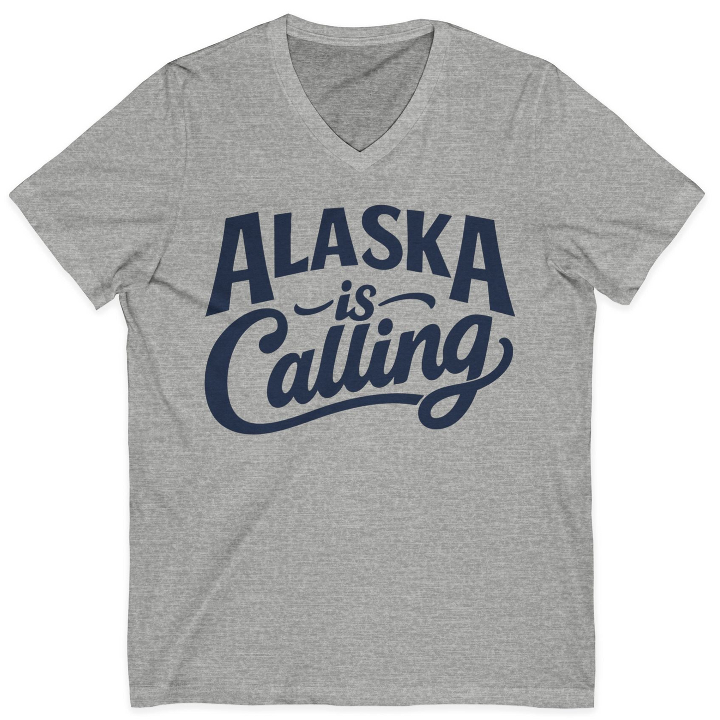 Alaska Is Calling Shirt V-Neck Shirt – Athletic Heather – Alaska Cruise Shirts