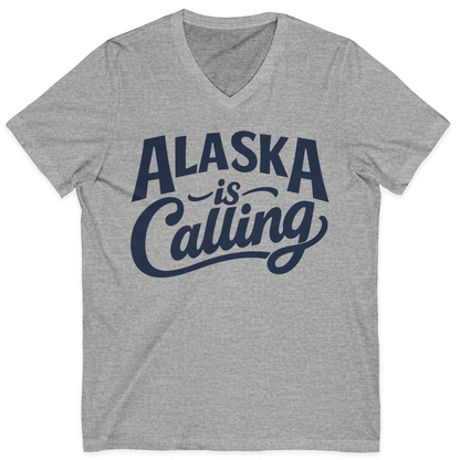 Alaska Is Calling Shirt V-Neck Shirt – Athletic Heather – Alaska Cruise Shirts