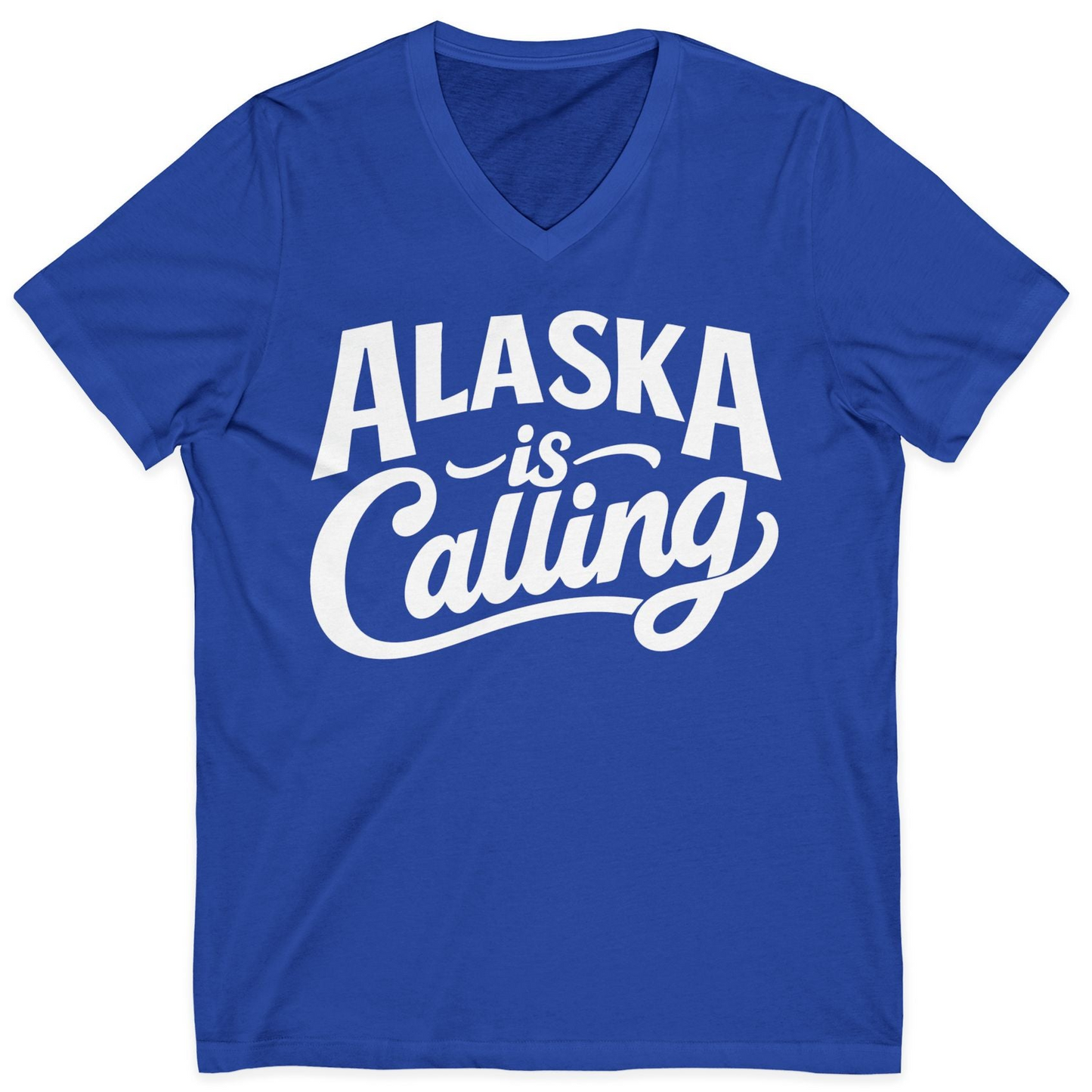 Alaska Is Calling Shirt V-Neck Shirt – True Royal – Alaska Cruise Shirts