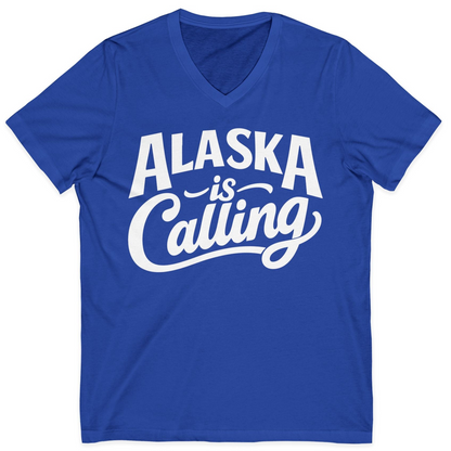 Alaska Is Calling Shirt V-Neck Shirt – True Royal – Alaska Cruise Shirts