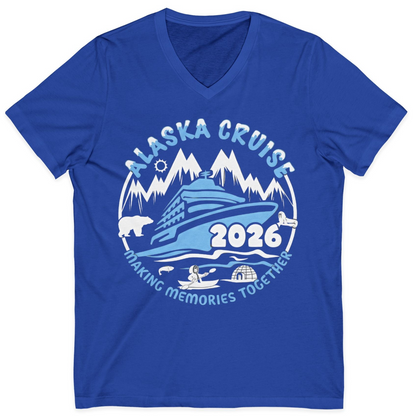 Alaska Cruise 2026 Adventure Shirt V-Neck Shirt – True Royal – Alaska Cruise Shirts