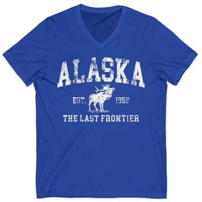 Vintage Alaska Moose Shirt V-Neck Shirt – True Royal – Alaska Cruise Shirts