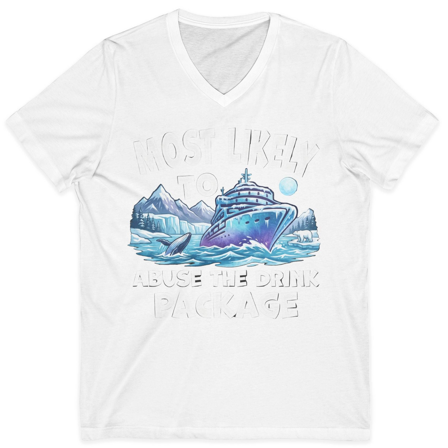 Funny Alaska Cruise Shirt V-Neck Shirt – White – Alaska Cruise Shirts