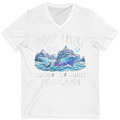 Funny Alaska Cruise Shirt V-Neck Shirt – White – Alaska Cruise Shirts