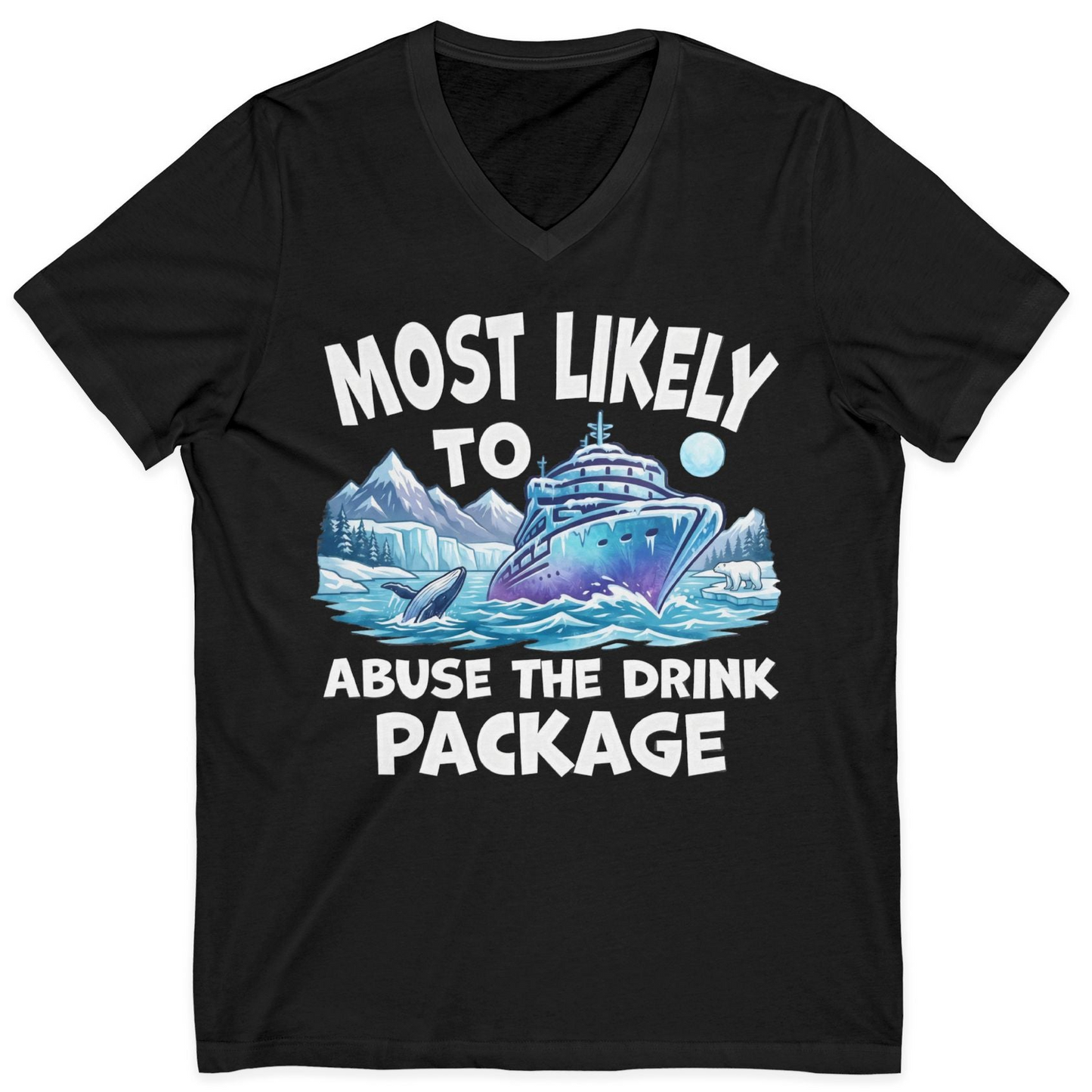 Funny Alaska Cruise Shirt V-Neck Shirt – Black – Alaska Cruise Shirts