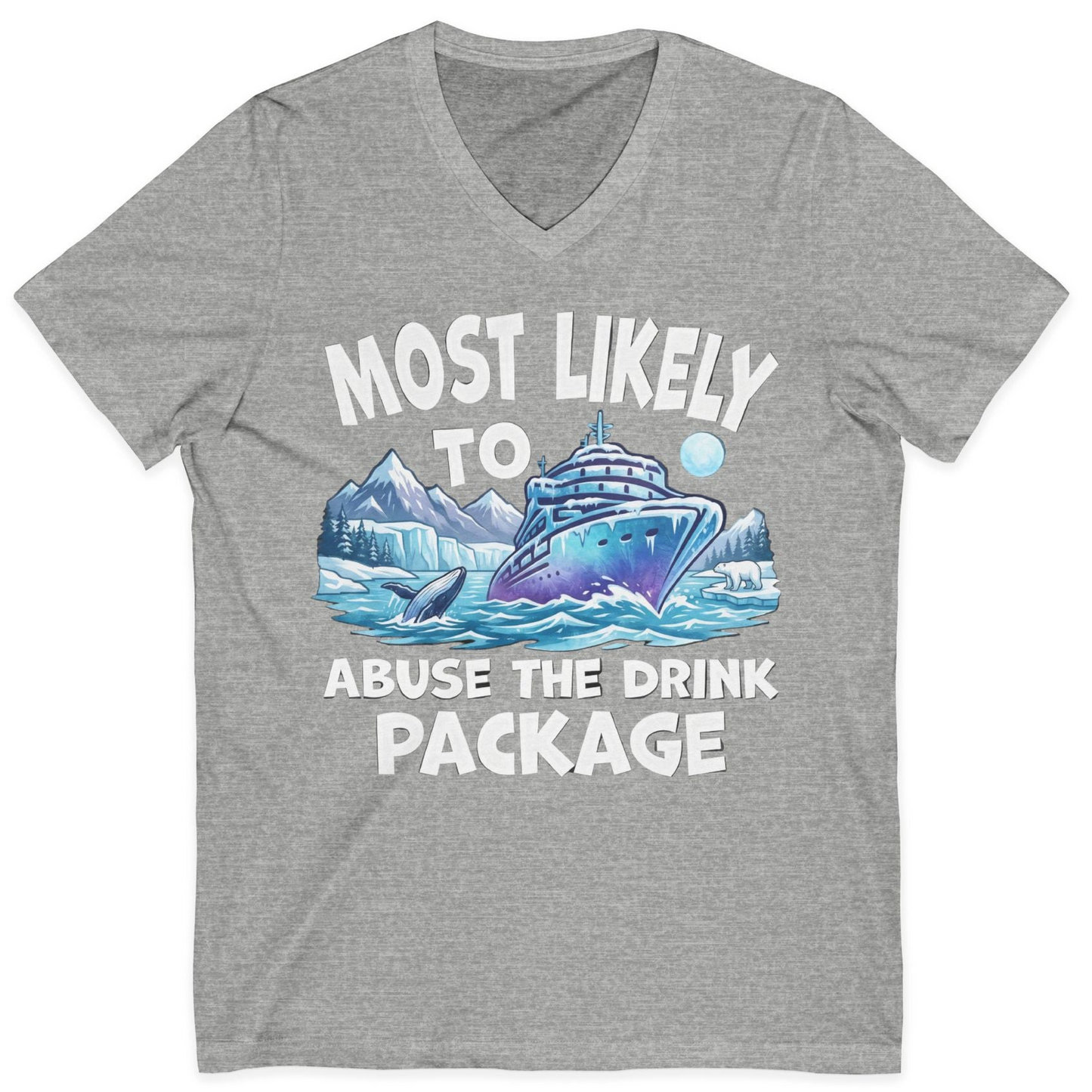 Funny Alaska Cruise Shirt V-Neck Shirt – Athletic Heather – Alaska Cruise Shirts