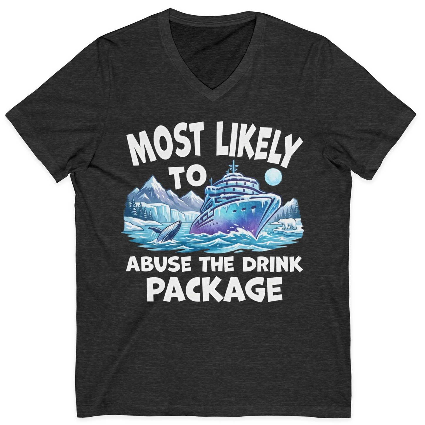 Funny Alaska Cruise Shirt V-Neck Shirt – Dark Grey Heather – Alaska Cruise Shirts
