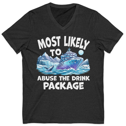 Funny Alaska Cruise Shirt V-Neck Shirt – Dark Grey Heather – Alaska Cruise Shirts