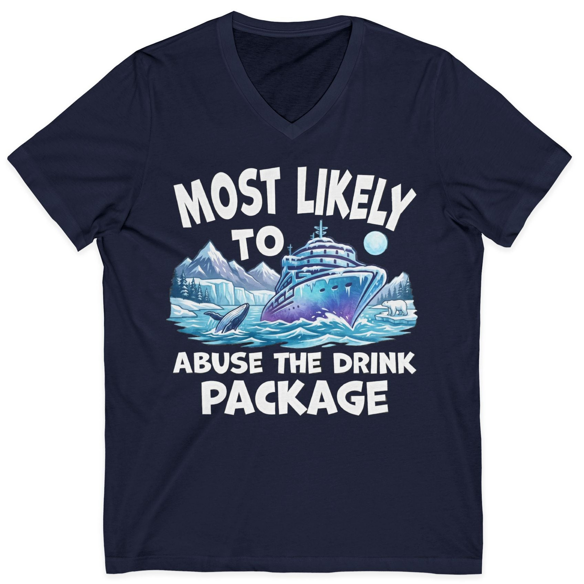 Funny Alaska Cruise Shirt V-Neck Shirt – Navy – Alaska Cruise Shirts