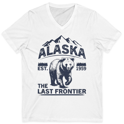 Alaska Bear Shirt V-Neck Shirt – White – Alaska Cruise Shirts