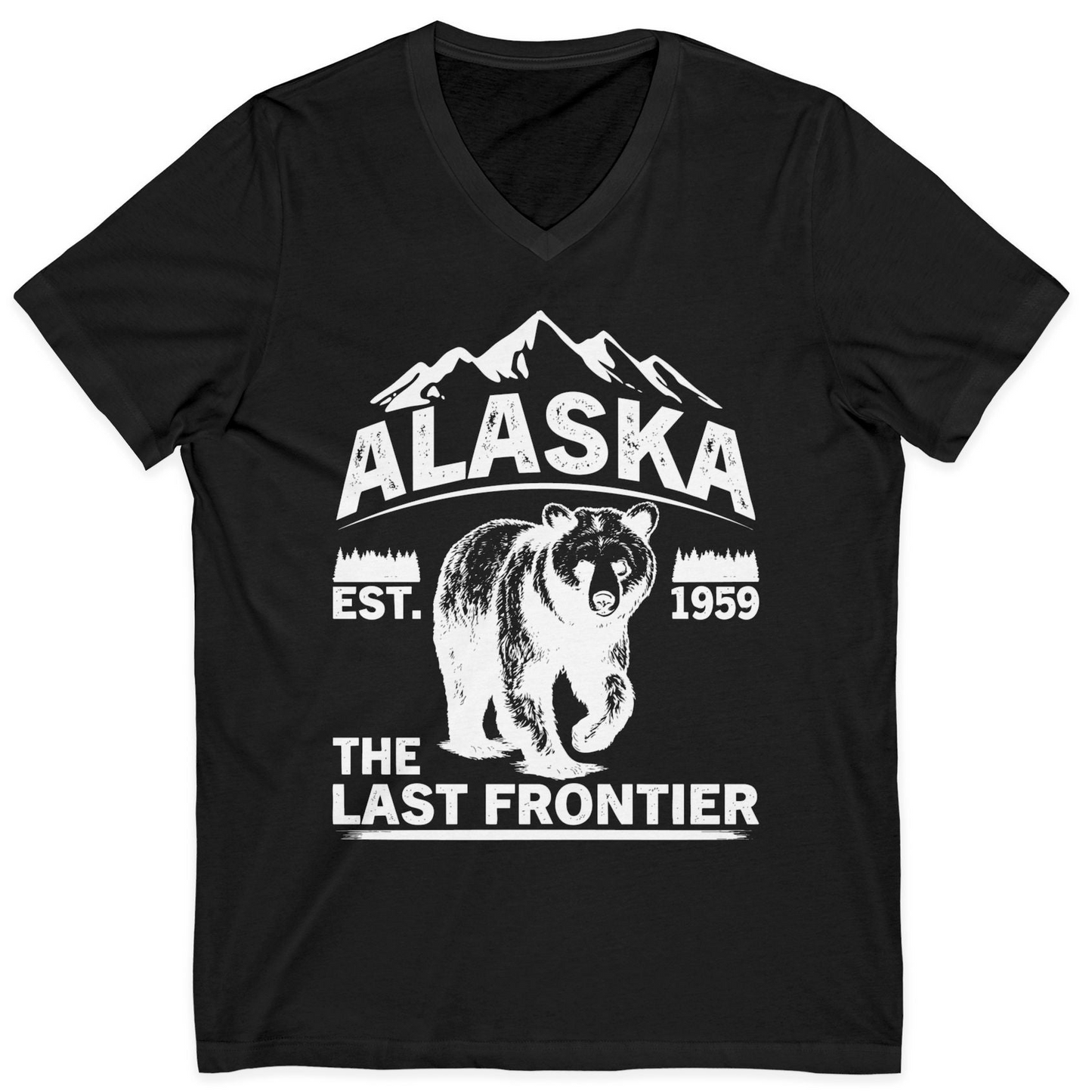 Alaska Bear Shirt V-Neck Shirt – Black – Alaska Cruise Shirts