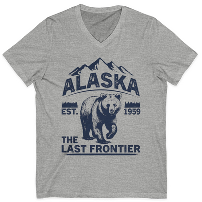 Alaska Bear Shirt V-Neck Shirt – Athletic Heather – Alaska Cruise Shirts