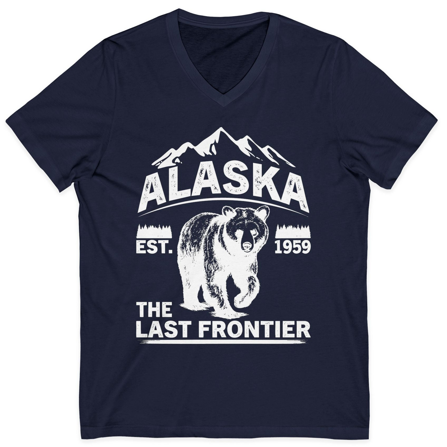 Alaska Bear Shirt V-Neck Shirt – Navy – Alaska Cruise Shirts