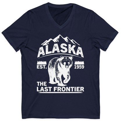 Alaska Bear Shirt V-Neck Shirt – Navy – Alaska Cruise Shirts