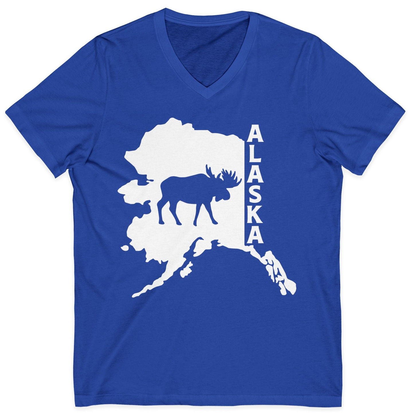 Alaska Moose Silhouette Shirt V-Neck Shirt – True Royal – Alaska Cruise Shirts