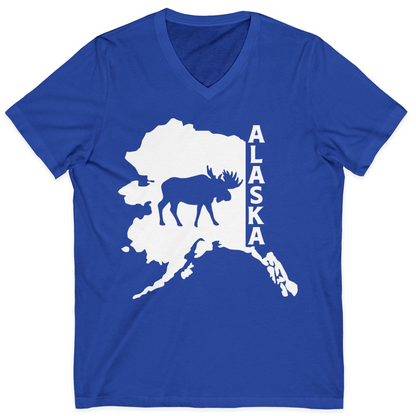 Alaska Moose Silhouette Shirt V-Neck Shirt – True Royal – Alaska Cruise Shirts