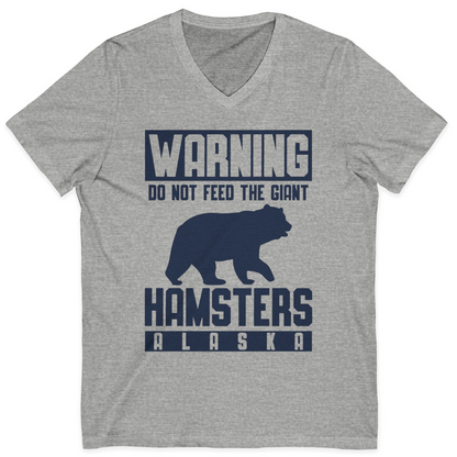 Funny Alaska Bear Giant Hamster Warning Sign Shirt for Travelers — V-Neck V-Neck Shirt – Athletic Heather – Alaska Cruise Shirts