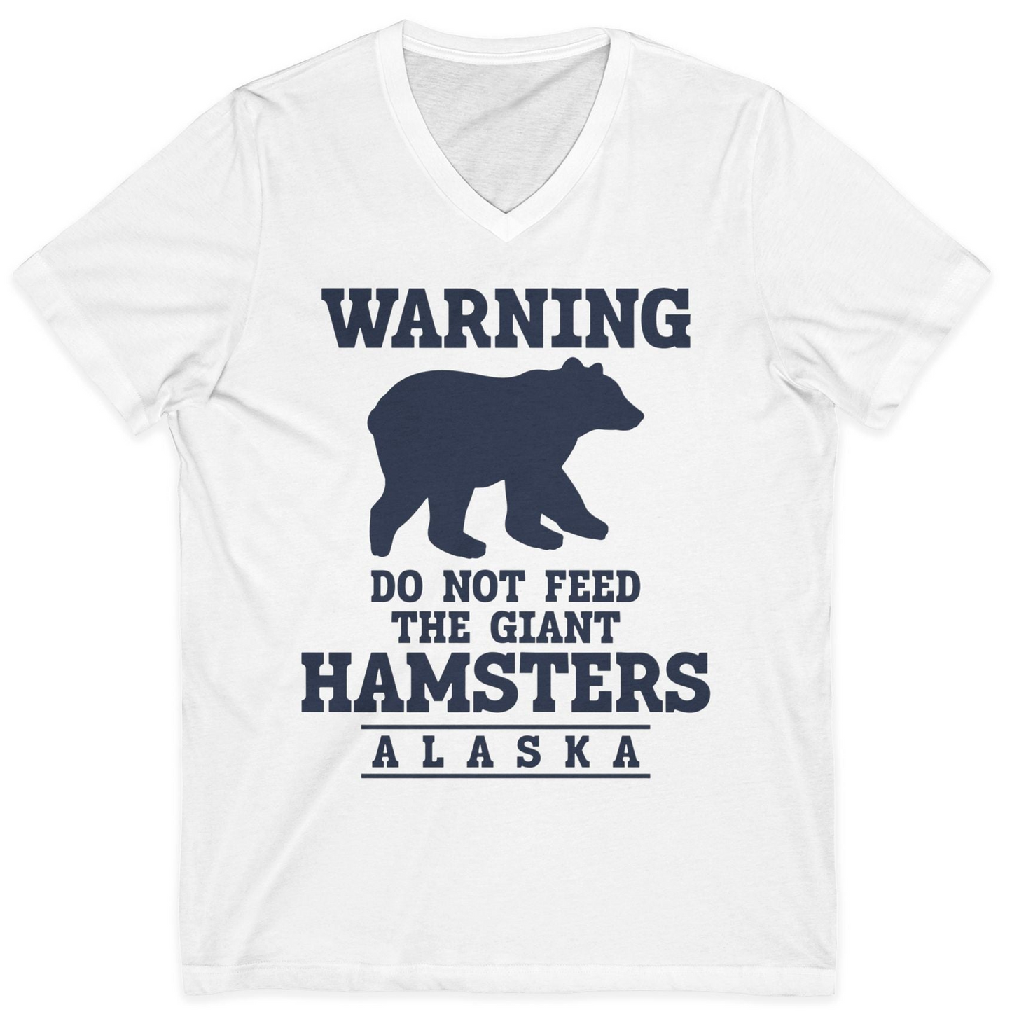 Funny Alaska Bear Warning Shirt V-Neck Shirt – White – Alaska Cruise Shirts
