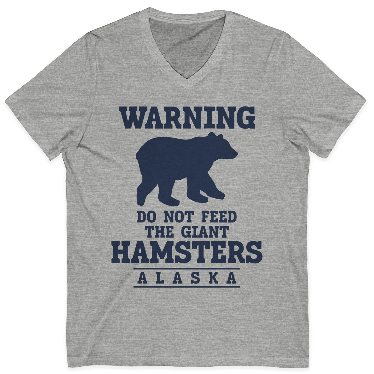 Funny Alaska Bear Warning Shirt V-Neck Shirt – Athletic Heather – Alaska Cruise Shirts