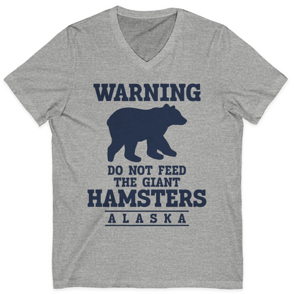 Funny Alaska Bear Warning Shirt V-Neck Shirt – Athletic Heather – Alaska Cruise Shirts