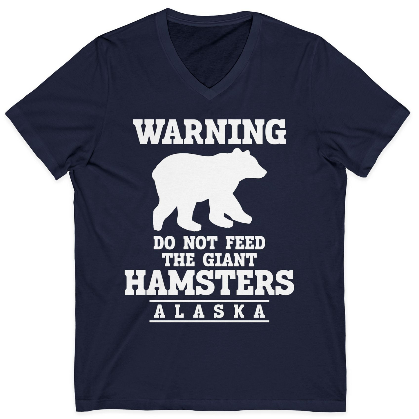 Funny Alaska Bear Warning Shirt V-Neck Shirt – Navy – Alaska Cruise Shirts