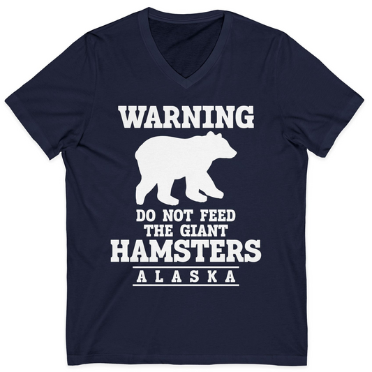 Funny Alaska Bear Warning Shirt V-Neck Shirt – Navy – Alaska Cruise Shirts