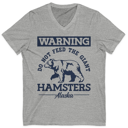 Funny Alaska Bear Warning Parody Do Not Feed the Giant Hamsters Shirt — V-Neck V-Neck Shirt – Athletic Heather – Alaska Cruise Shirts