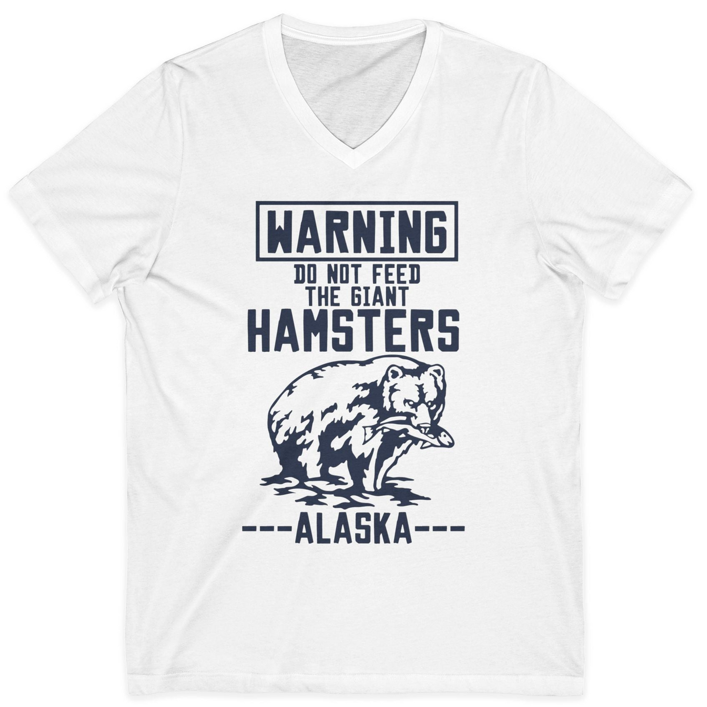 Funny Alaska Bear Warning Sign Shirt V-Neck Shirt – White – Alaska Cruise Shirts