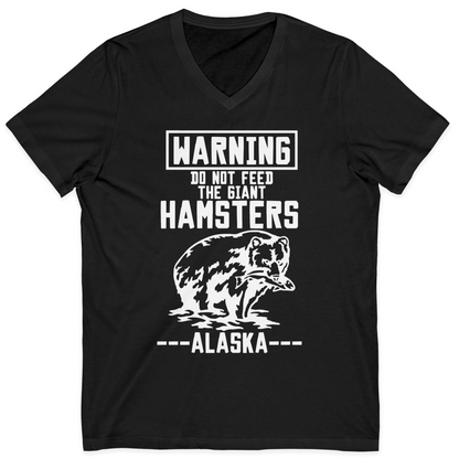 Funny Alaska Bear Warning Sign Shirt V-Neck Shirt – Black – Alaska Cruise Shirts