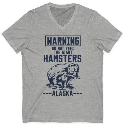Funny Alaska Bear Warning Sign Shirt V-Neck Shirt – Athletic Heather – Alaska Cruise Shirts