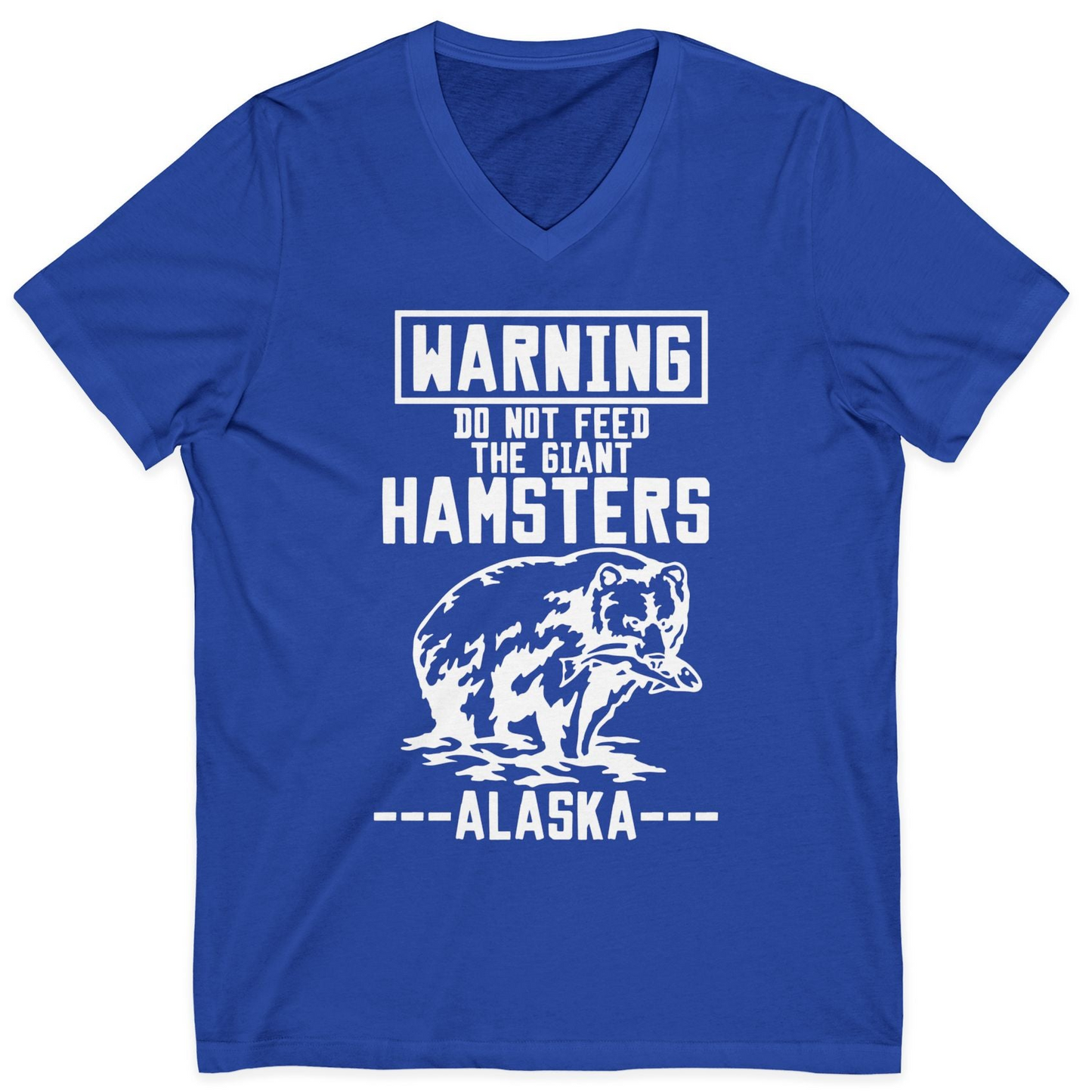 Funny Alaska Bear Warning Sign Shirt V-Neck Shirt – True Royal – Alaska Cruise Shirts