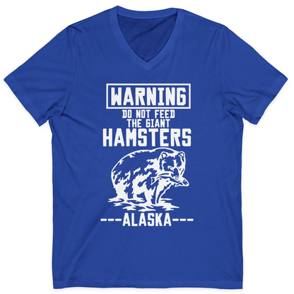 Funny Alaska Bear Warning Sign Shirt V-Neck Shirt – True Royal – Alaska Cruise Shirts