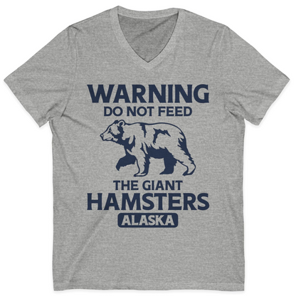 Warning Do Not Feed The Giant Hamsters Alaska Funny Bear Shirt — V-Neck V-Neck Shirt – Athletic Heather – Alaska Cruise Shirts