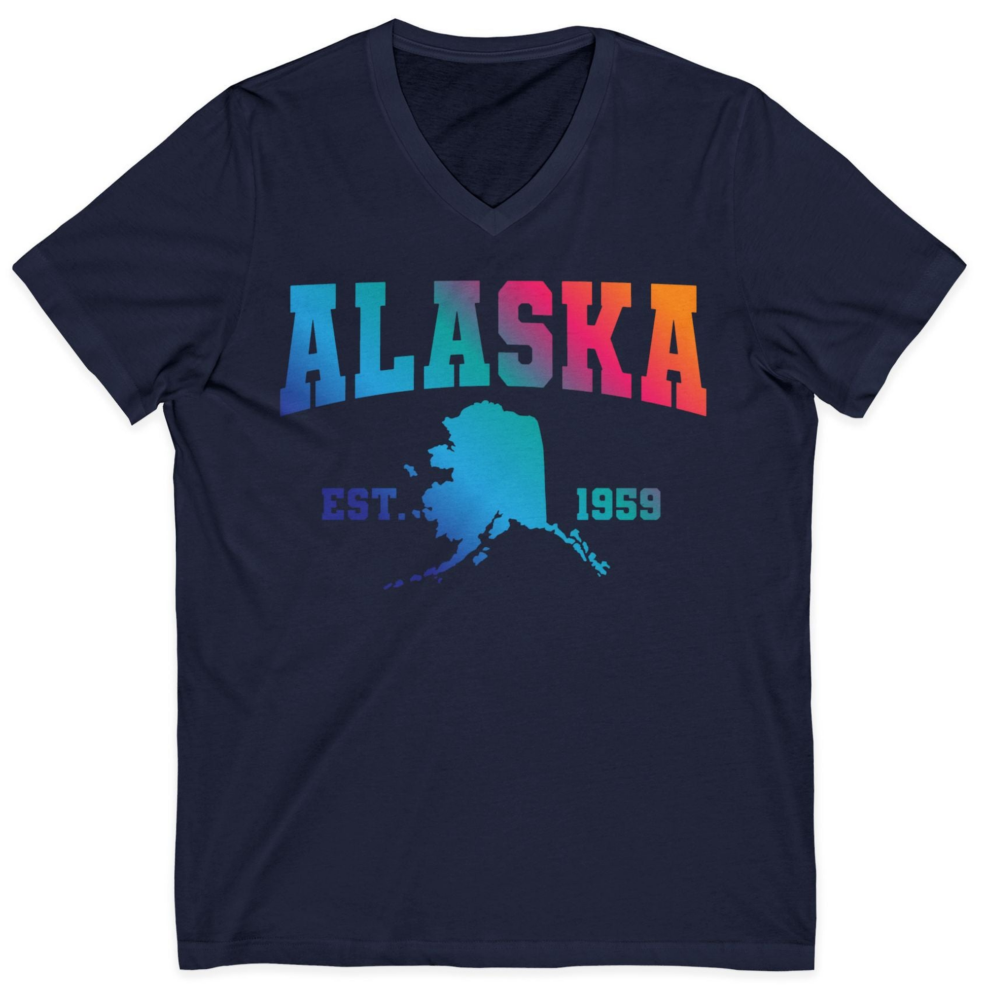 Retro Alaska Est 1959 Shirt V-Neck Shirt – Navy – Alaska Cruise Shirts