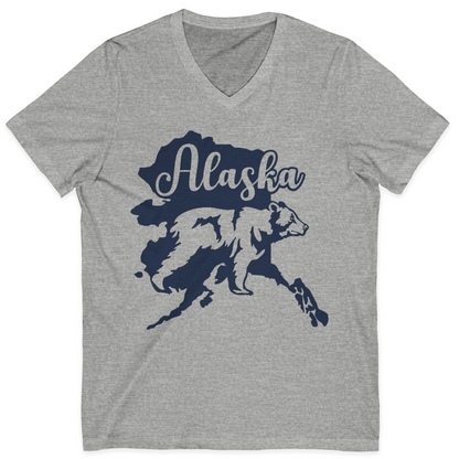 Alaska Bear Silhouette Shirt V-Neck Shirt – Athletic Heather – Alaska Cruise Shirts
