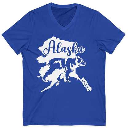 Alaska Bear Silhouette Shirt V-Neck Shirt – True Royal – Alaska Cruise Shirts