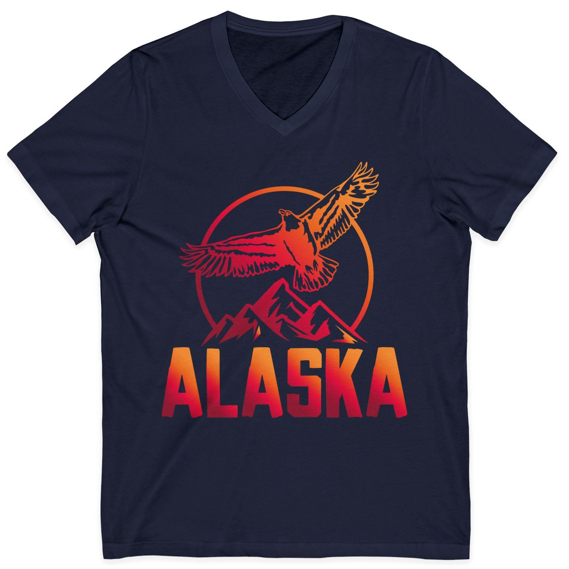 Alaska Eagle Mountains Graphic Shirt V-Neck Shirt – Navy – Alaska Cruise Shirts