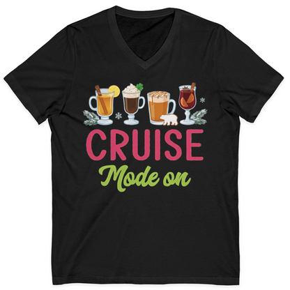Cruise Mode On Shirt V-Neck Shirt – Black – Alaska Cruise Shirts