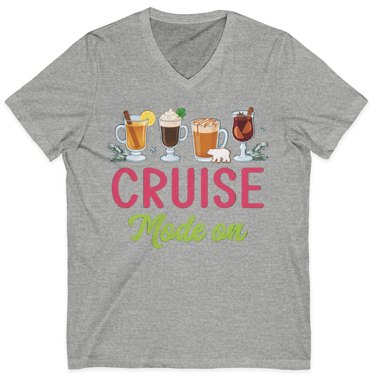 Cruise Mode On Shirt V-Neck Shirt – Athletic Heather – Alaska Cruise Shirts