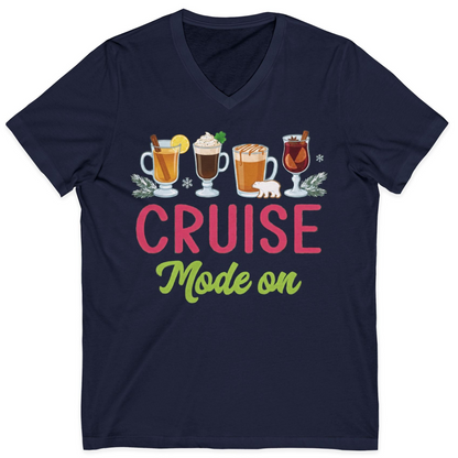 Cruise Mode On Shirt V-Neck Shirt – Navy – Alaska Cruise Shirts