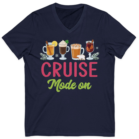 Cruise Mode On Shirt V-Neck Shirt – Navy – Alaska Cruise Shirts