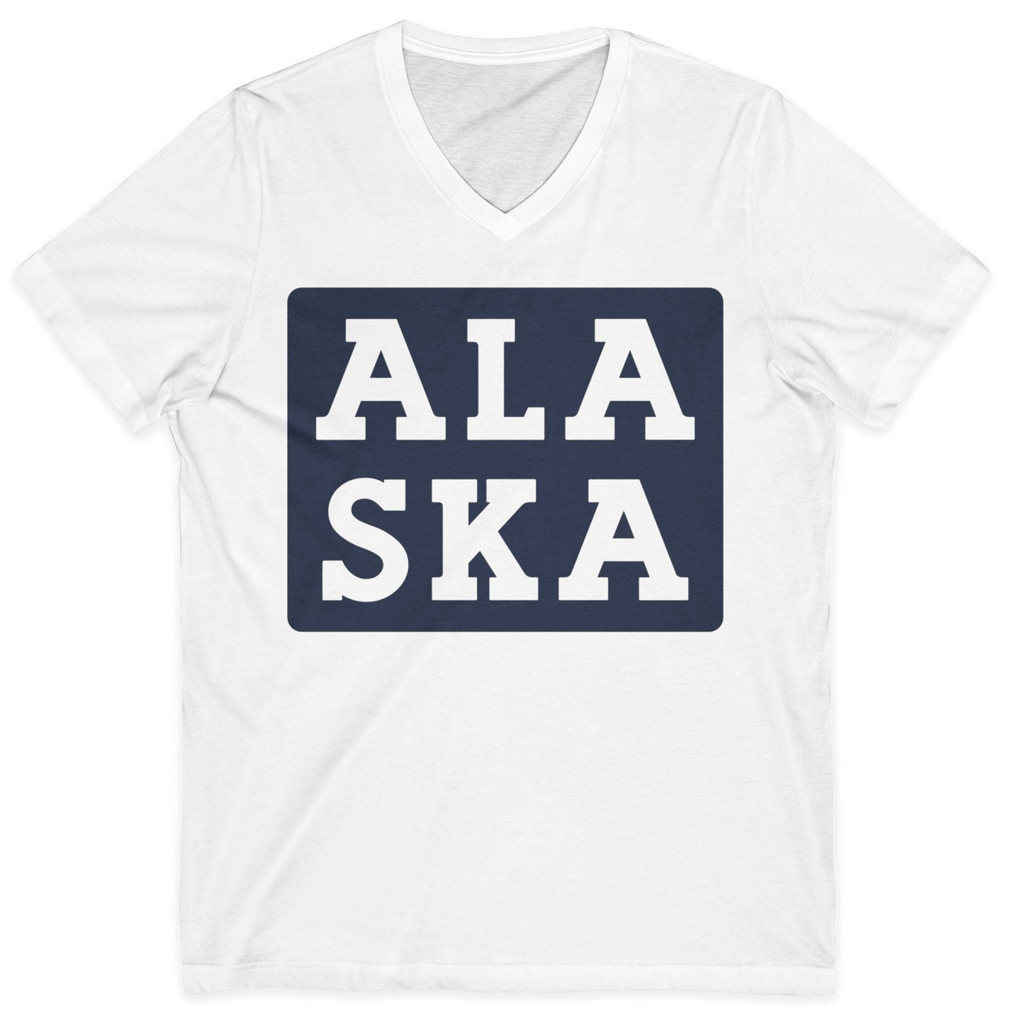 Bold Alaska Block Text Shirt V-Neck Shirt – White – Alaska Cruise Shirts